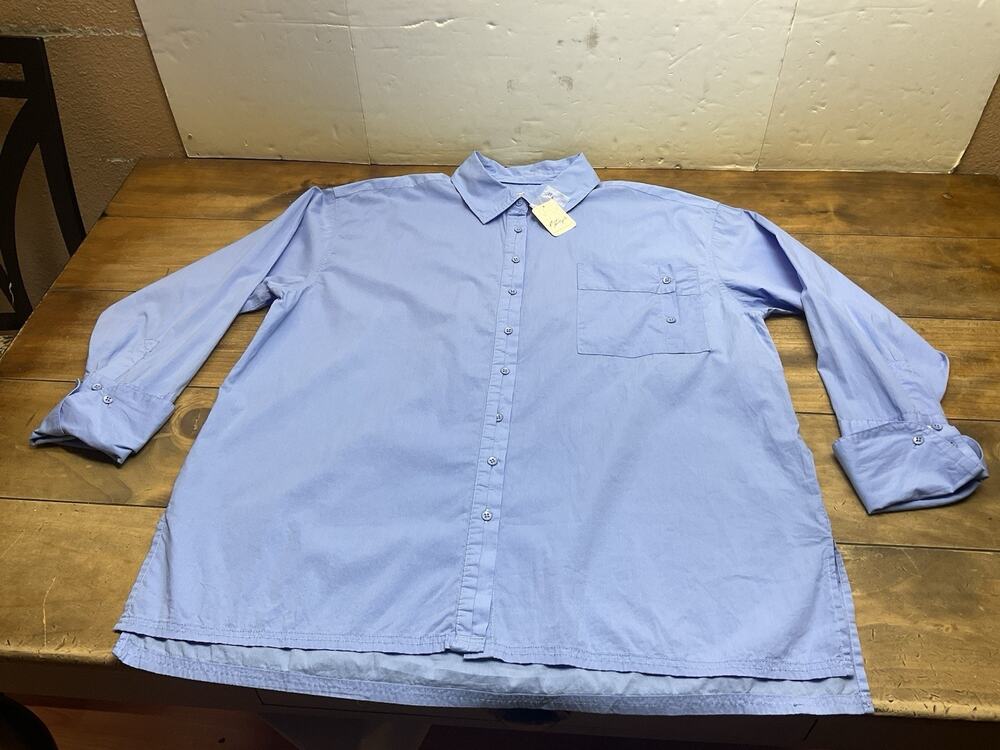 Free People We The Free Oversized Shirt Blue Vista Women's Cotton Button Down L